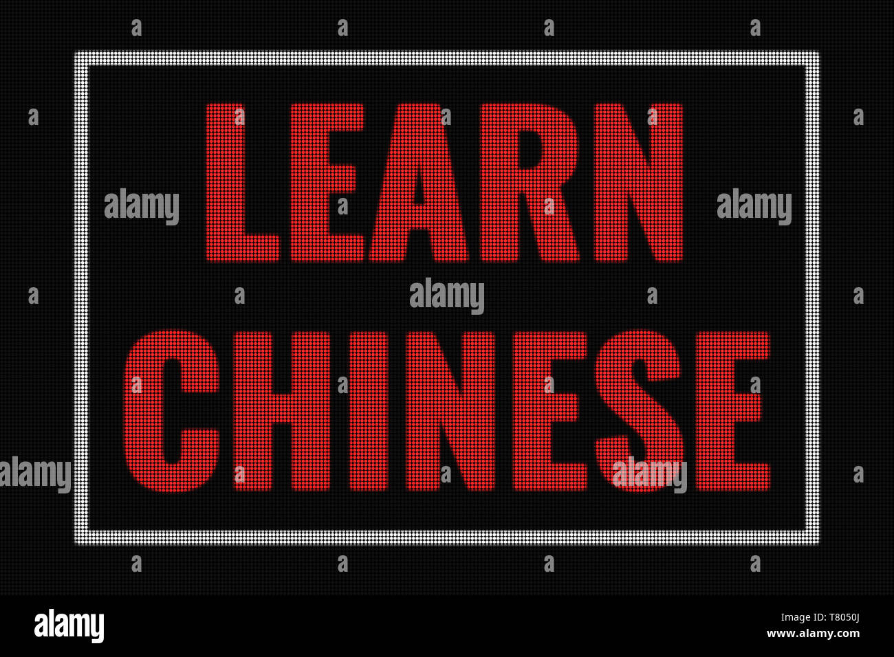 Chinesische Wort Lernen am Bildschirm dunkel, tv Wirkung. Stockfoto