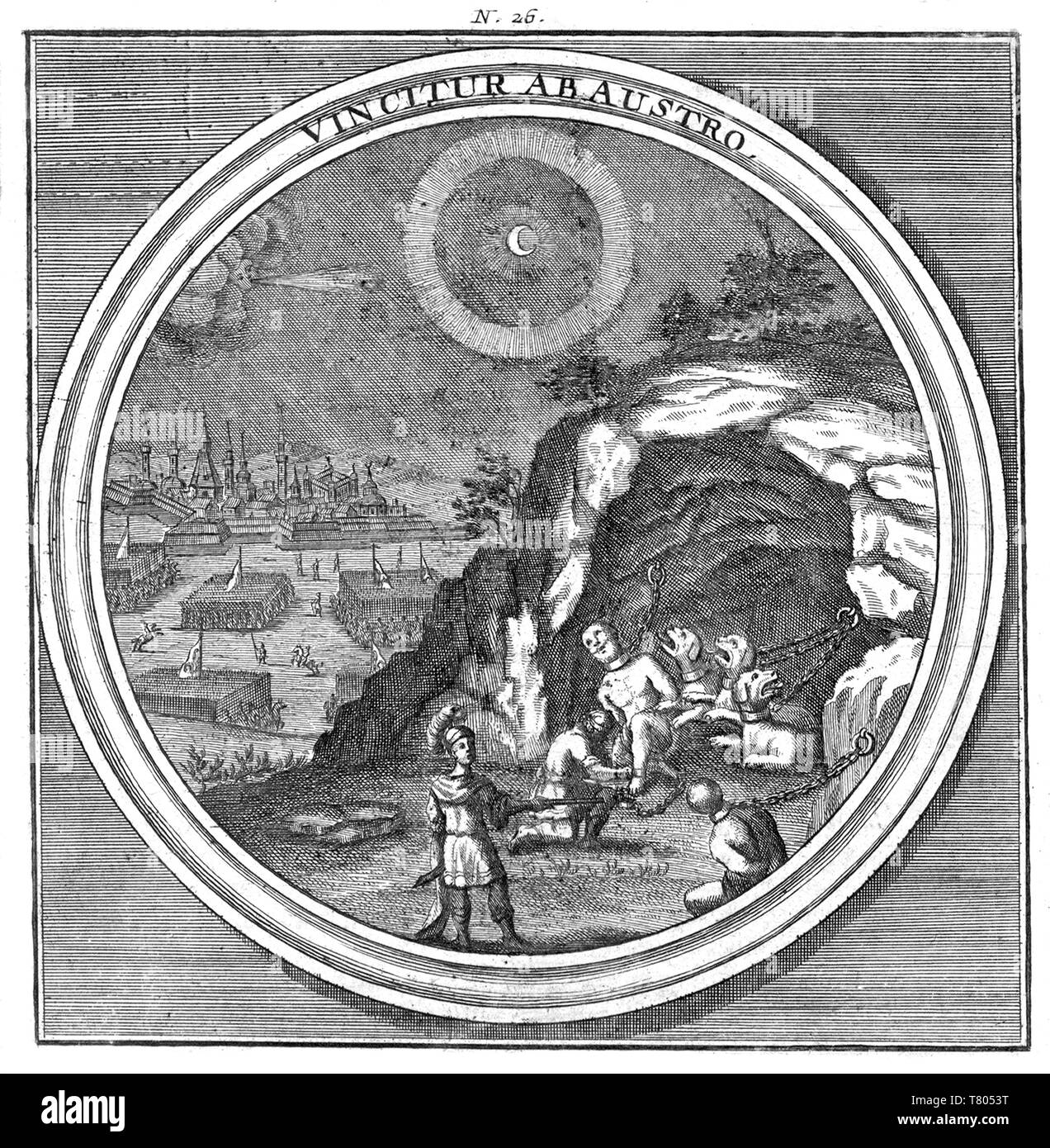 Meteorologia, Mond mit Halo, 1709 Stockfoto