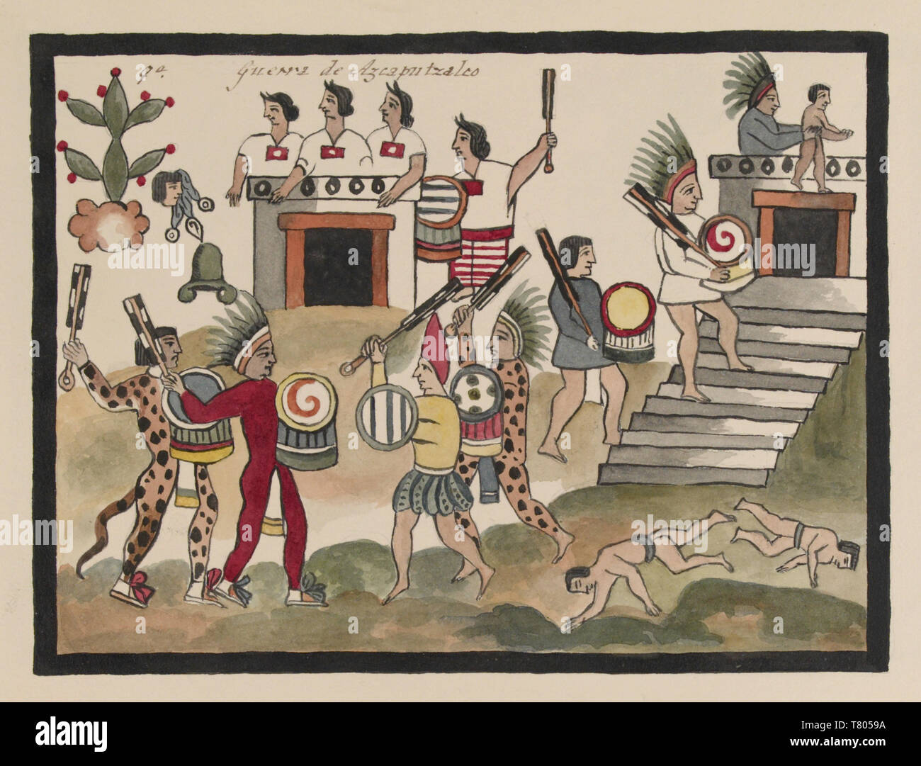 Tovar Codex, Schlacht von Azcapotzalco, 1430 Stockfoto
