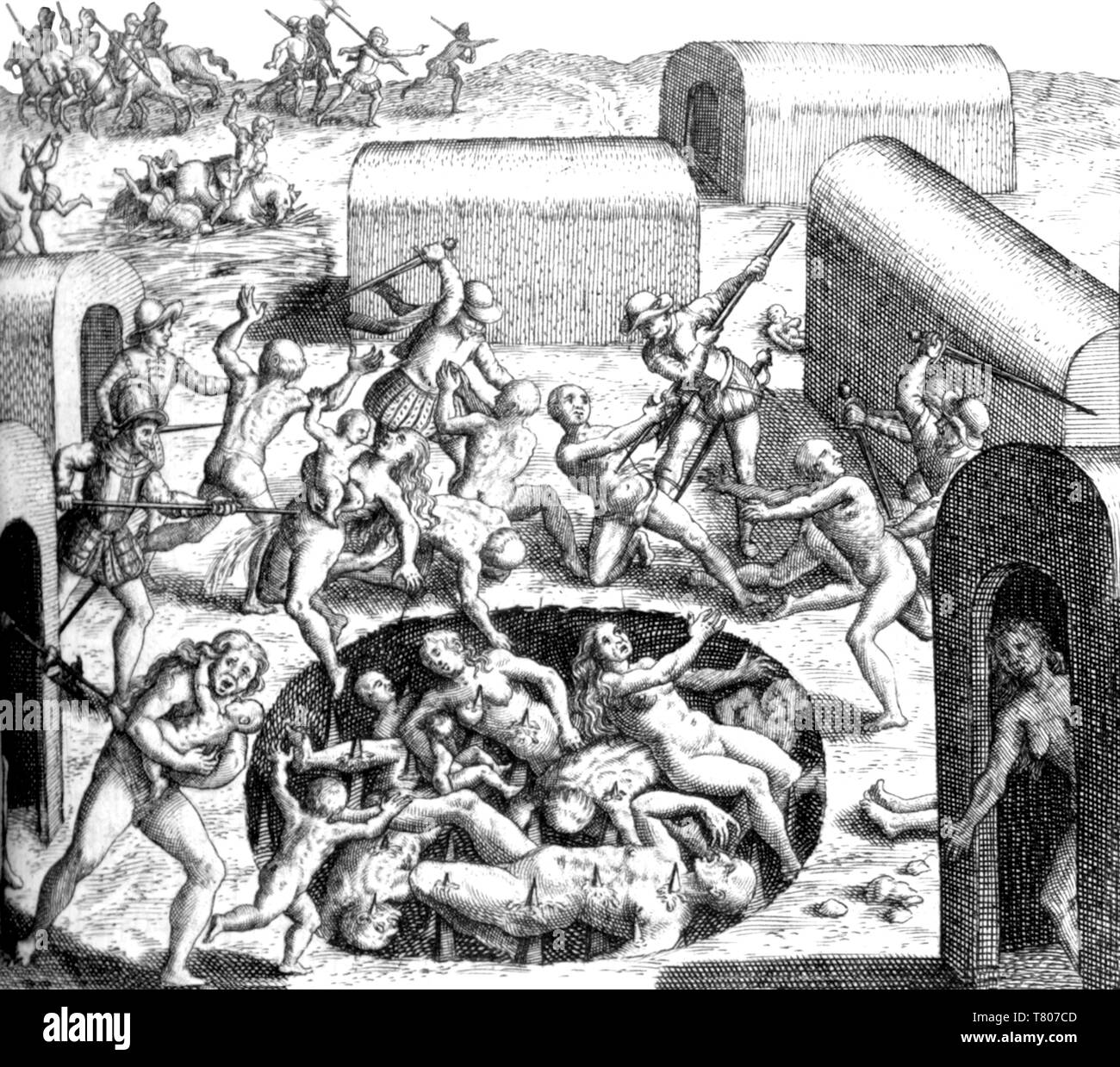 Spanisch Verfolgung in den West Indies, Impalment, 16. Jahrhundert Stockfoto