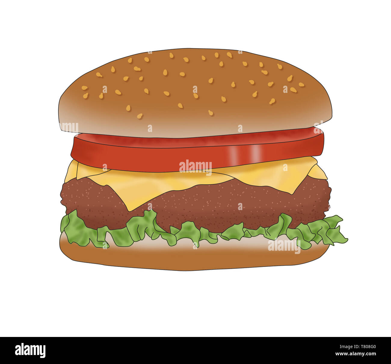 Cheeseburger, Junk Food, Abbildung Stockfoto