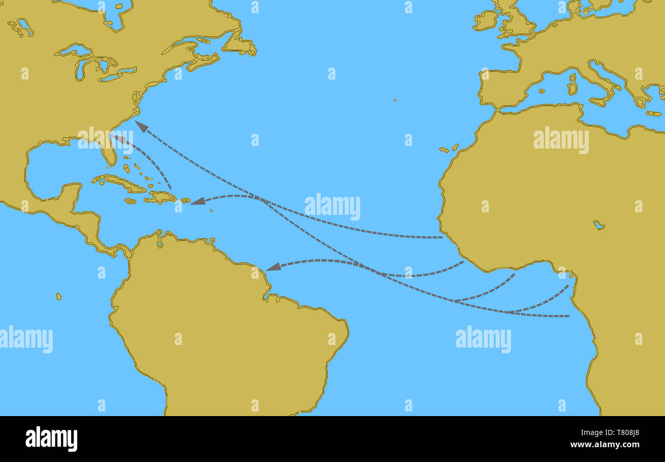Transatlantische Sklavenhandel Routen, 16.-19. Jahrhundert