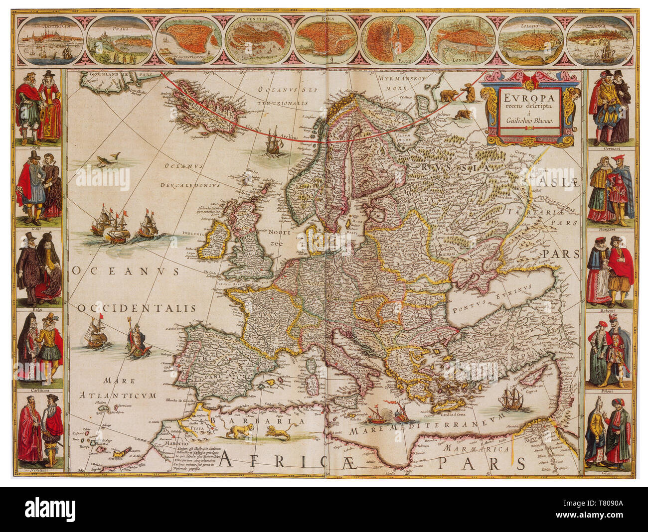 Joan Blaeu, Karte von Europa, 17. Jahrhundert Stockfoto