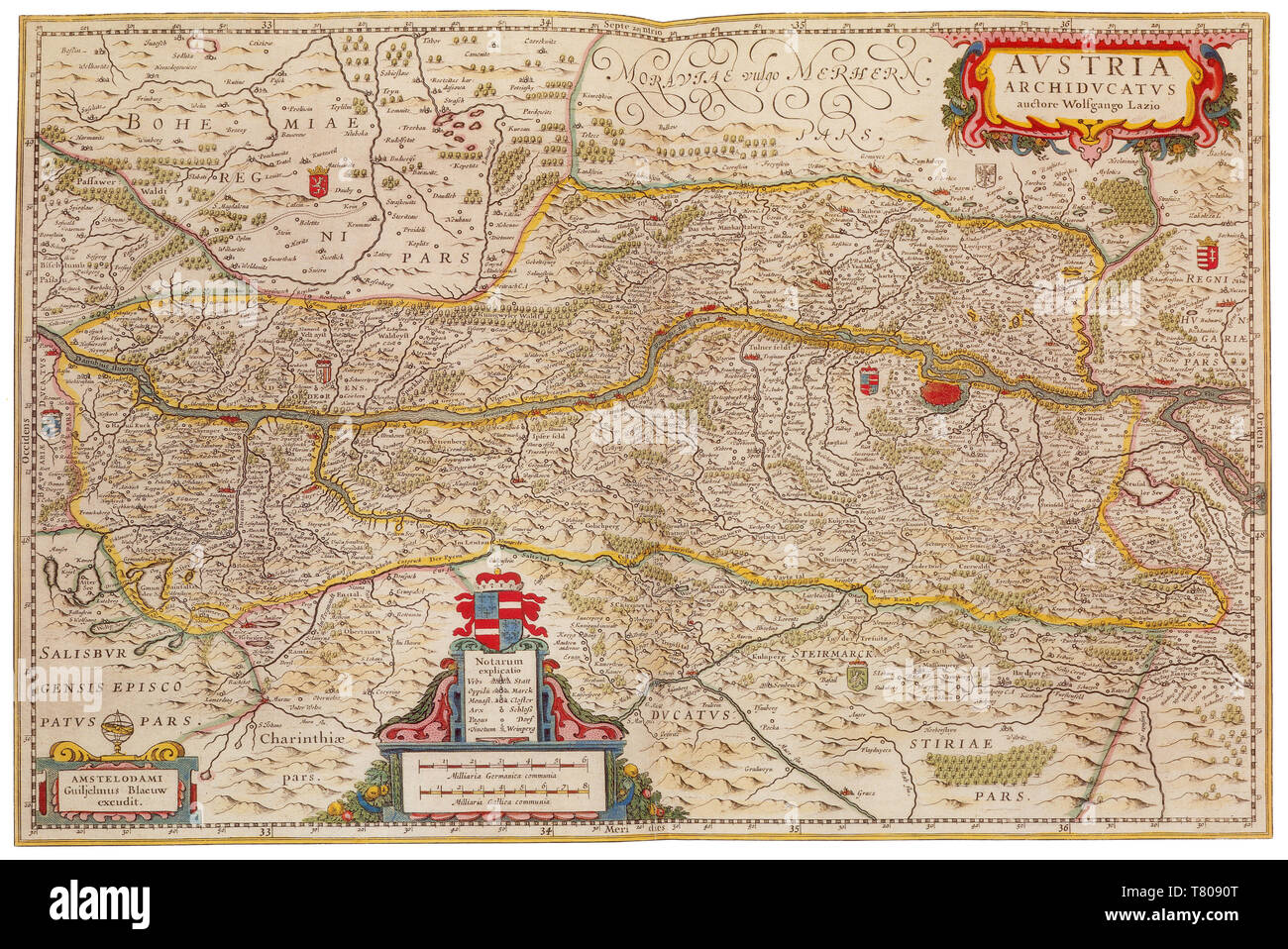 Joan Blaeu, Österreich Karte, 17. Jahrhundert Stockfoto