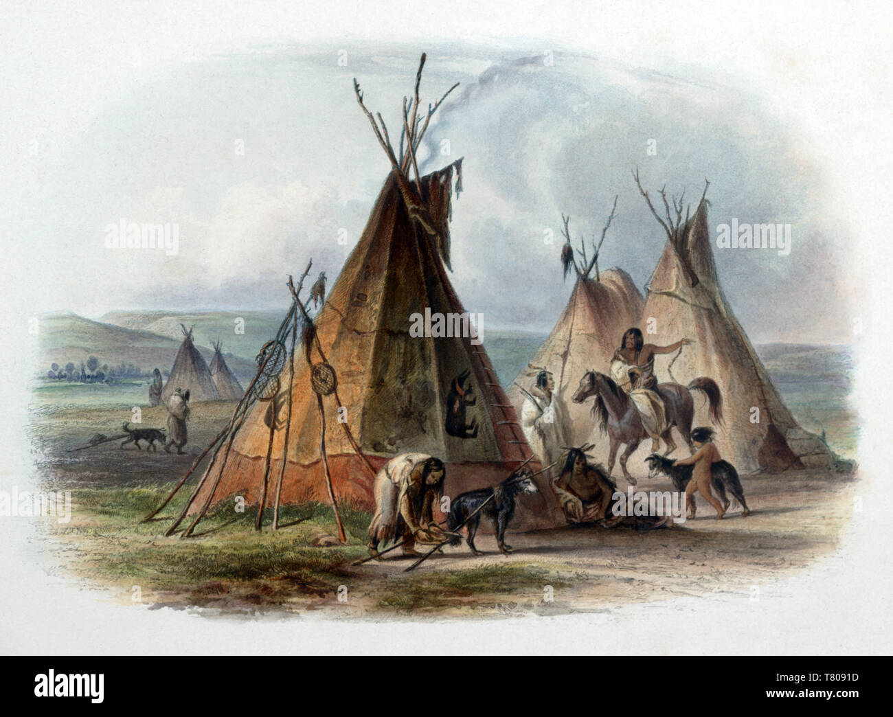 Native American Assiniboine Indian Chief Tipi, 1830 s Stockfoto