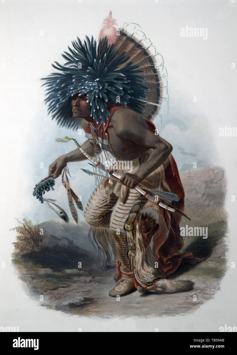 Native American Indian Dog Dance Hidatsa, 1830 s Stockfoto