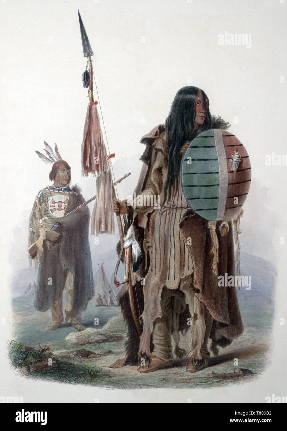 Native American Assiniboine Indianer, 1830 s Stockfoto