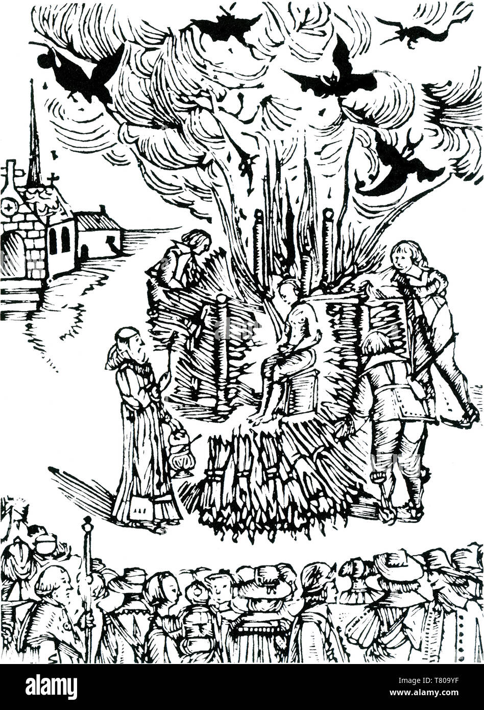 Urbain Grandier auf dem Spiel, 1634 verbrannt Stockfoto