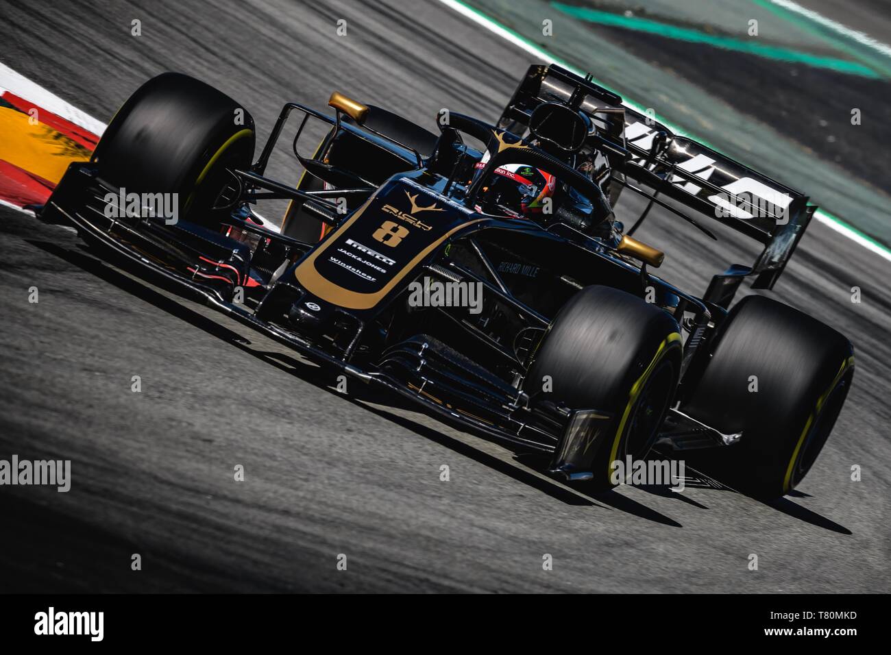 Barcelona, Spanien. 10. Mai, 2019. Barcelona,. 10 Mai, 2019: Romain Grosjean (FRA) vom Team Haas in seinem VF-19 Laufwerke während der ersten Training der Spanischen GP am Circuit de Catalunya Credit: Matthias Oesterle/Alamy leben Nachrichten Stockfoto