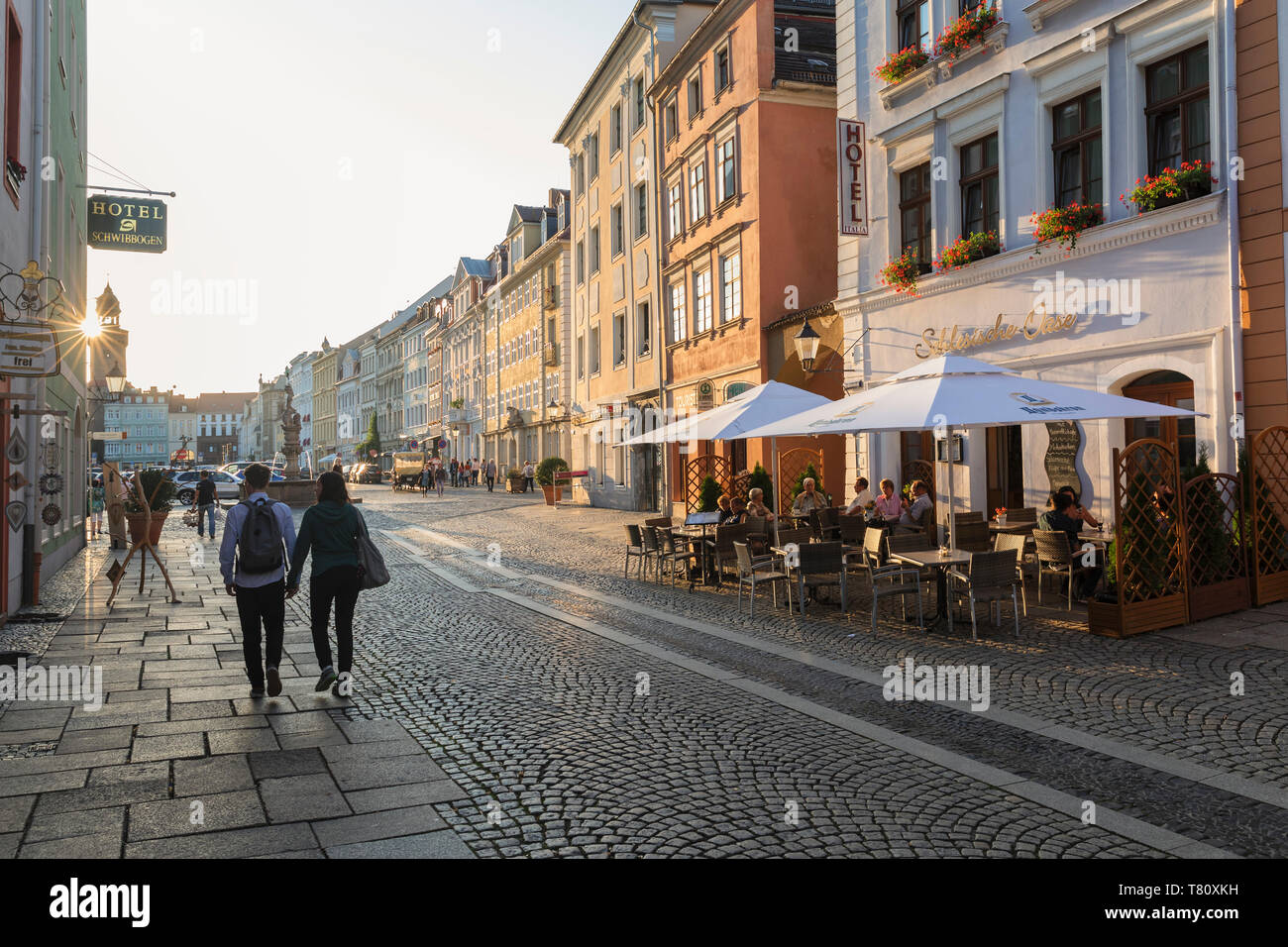 Bruderstrasse mit Obermarkt Square, Görlitz, Sachsen, Deutschland, Europa Stockfoto