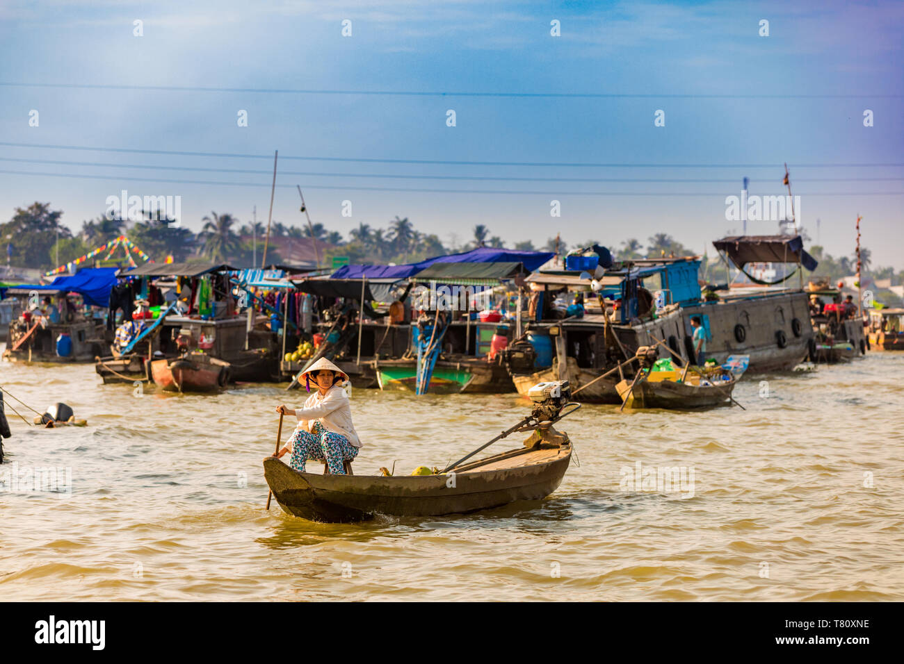 Der schwimmende Markt außerhalb von Can Tho, Vietnam, Indochina, Südostasien, Asien Stockfoto