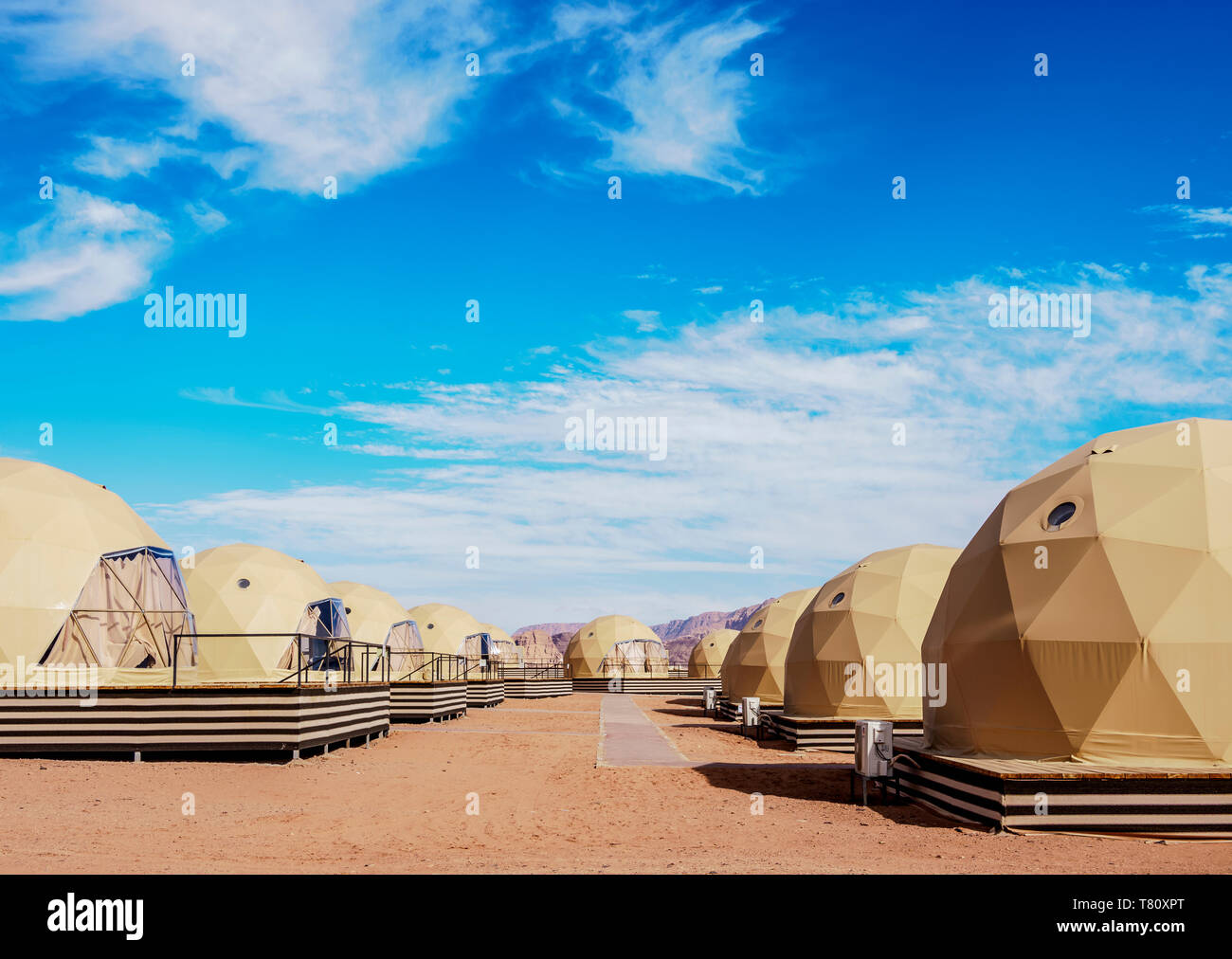 Sun City Camp, Wadi Rum, Aqaba Governorate, Jordanien, Naher Osten Stockfoto