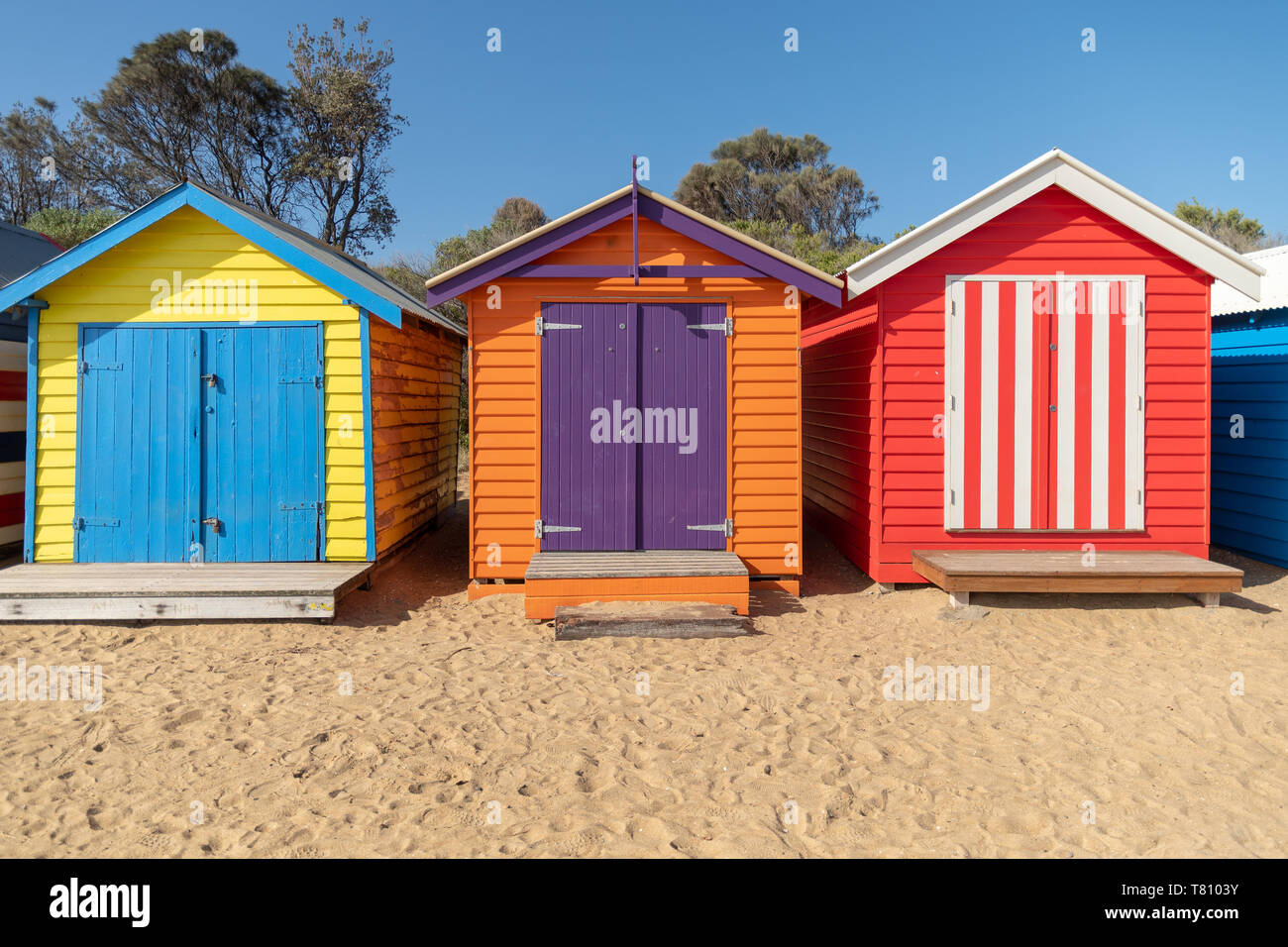 Brighton Beach Baden Boxen in der Nähe von Melbourne, Australien Stockfoto