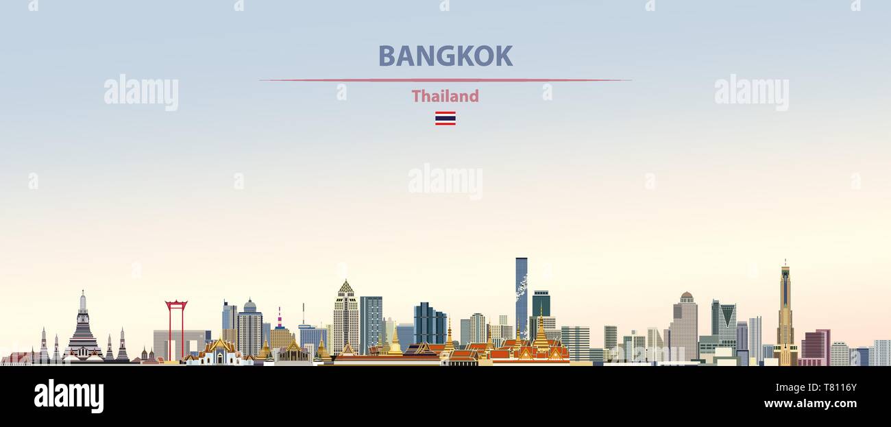 Bangkok City Skyline auf schönen Tages Hintergrund Vector Illustration Stock Vektor