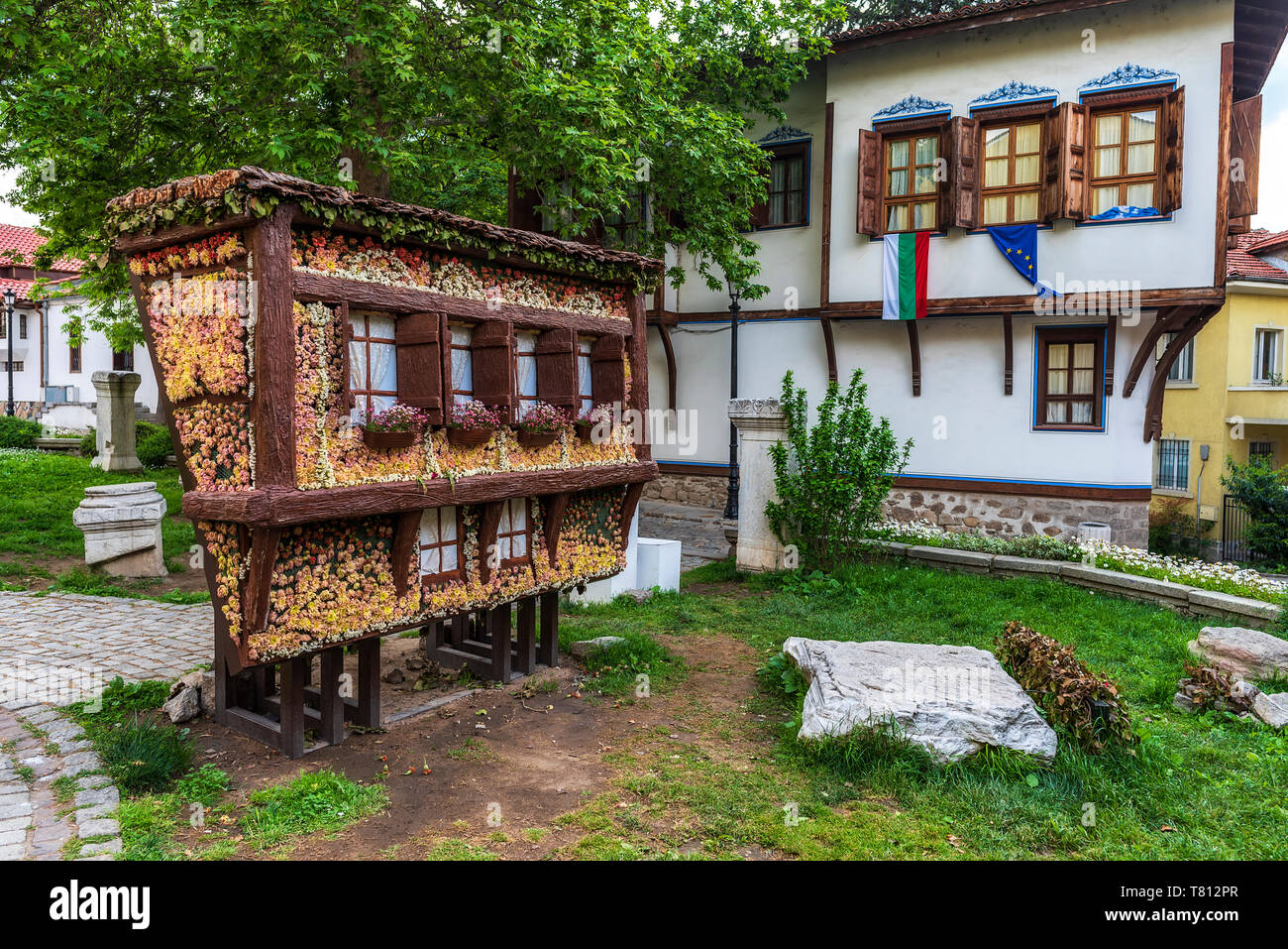 Haus aus der Zeit der Bulgarischen Wiedergeburt in der Altstadt von Plovdiv, der Europäischen Kulturhauptstadt, Bulgarien, Europa Stockfoto
