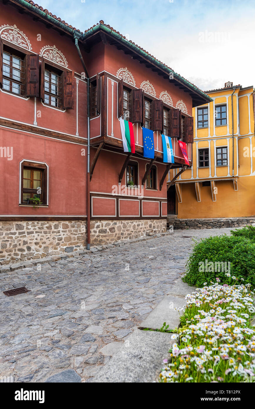Haus aus der Zeit der Bulgarischen Wiedergeburt in der Altstadt von Plovdiv, der Europäischen Kulturhauptstadt, Bulgarien, Europa Stockfoto