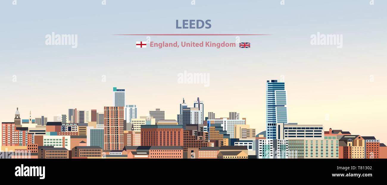 Leeds City Skyline auf schönen Tages Hintergrund Vector Illustration Stock Vektor