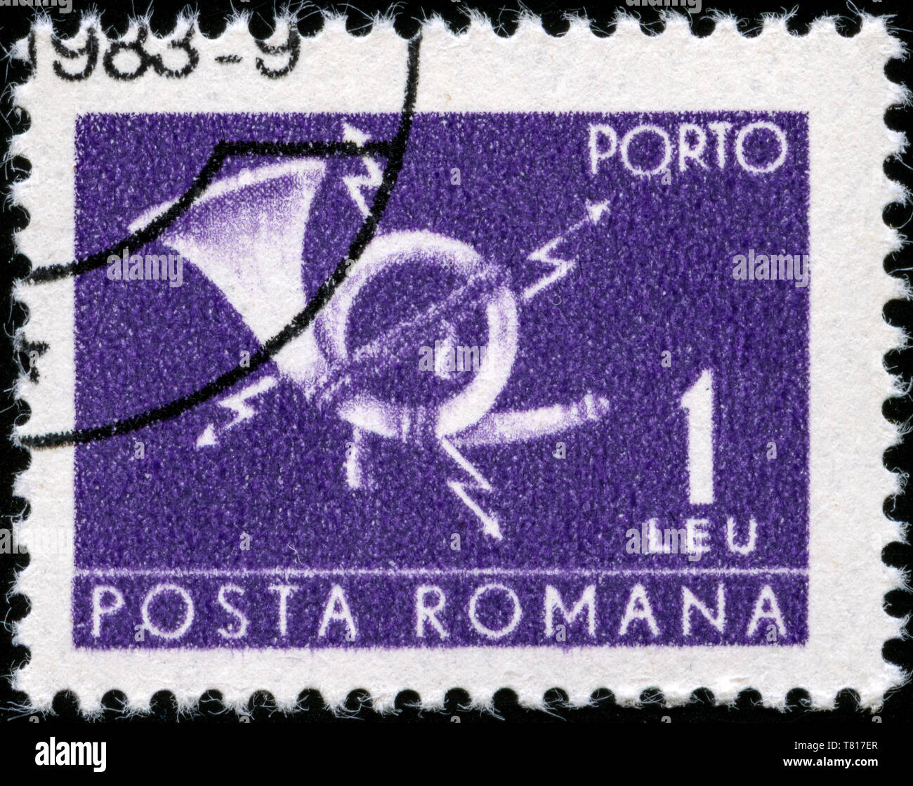 Briefmarke aus Rumänien in die Post und Telekommunikation II 1967 ausgestellt Stockfoto
