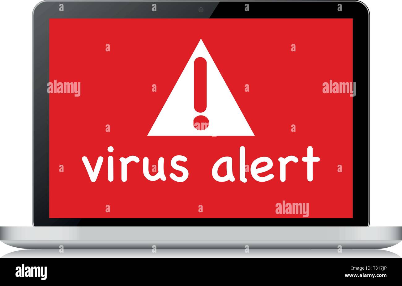 Laptop Virus Alarm Illustration - Illustration Stock Vektor