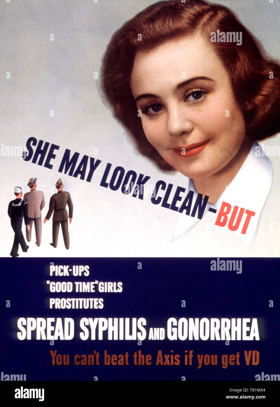 WWII STD, Plakat, Sie schauen kann, Sauber - ABER Stockfoto