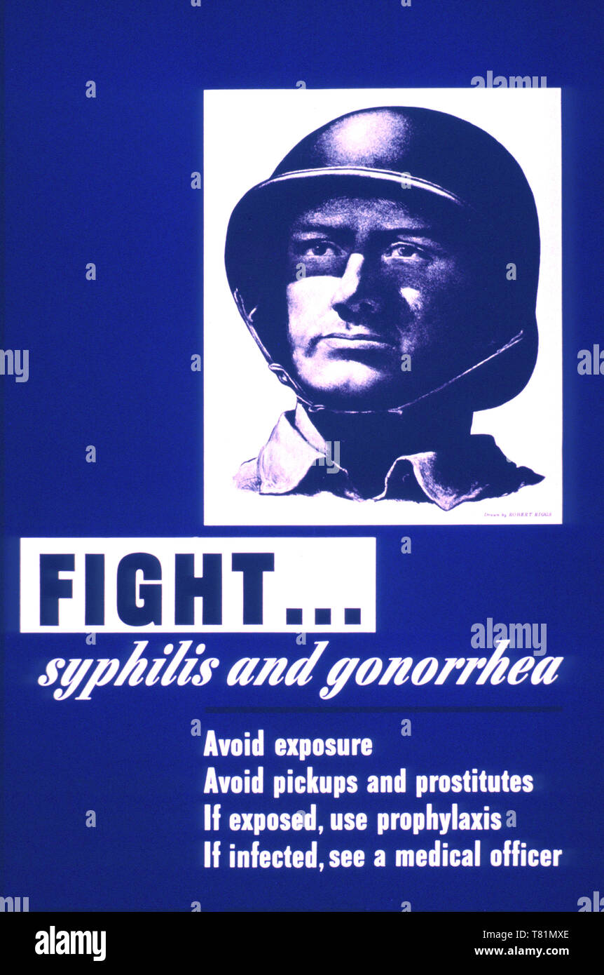 WWII STD Poster, Bekämpfung der Syphilis und Gonorrhö Stockfoto