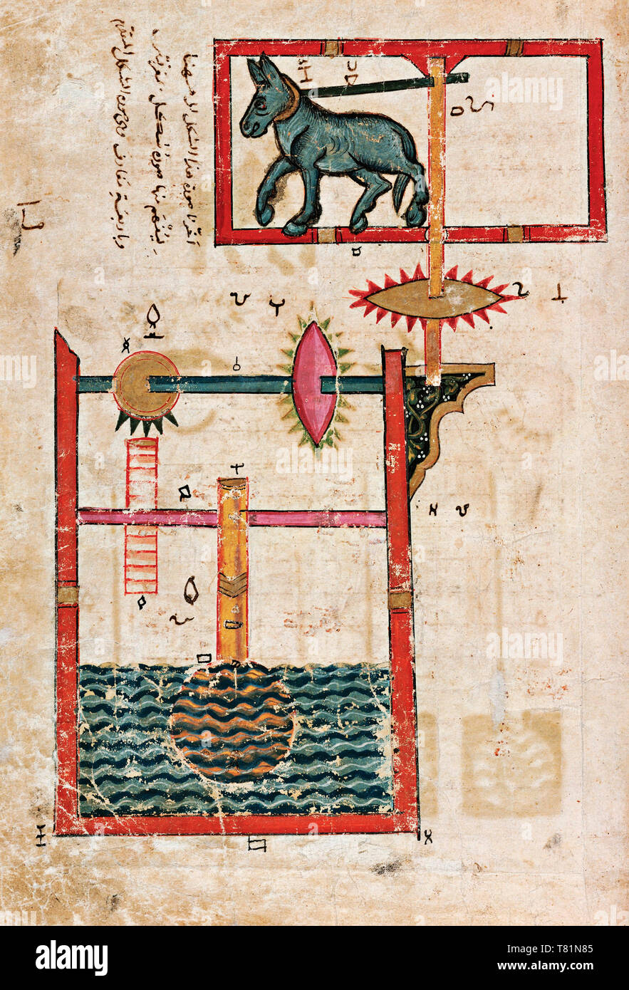 Waterwheel Erfindung, 12. Jahrhundert Stockfoto
