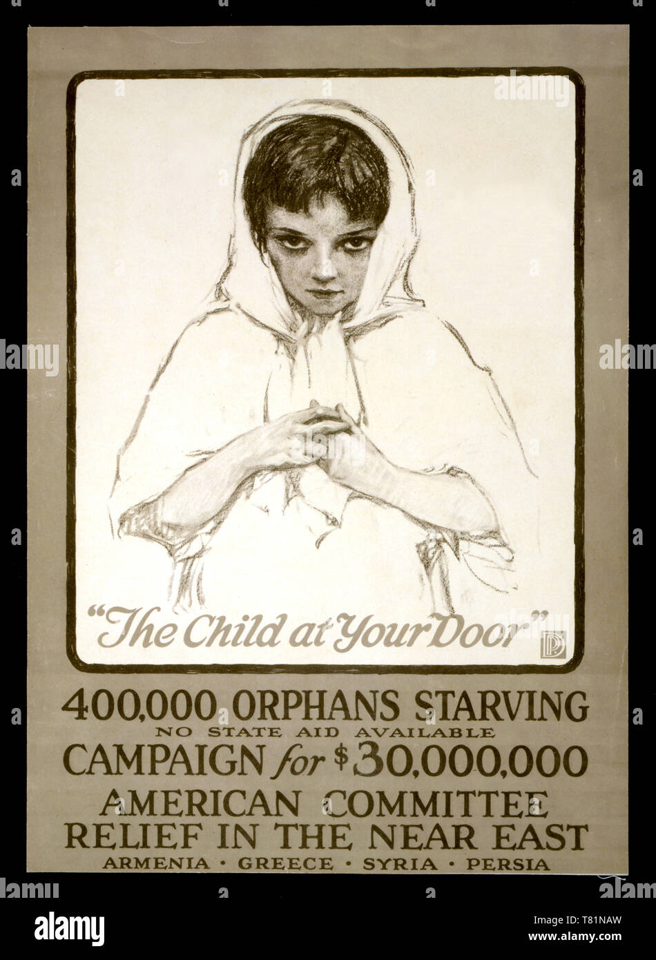 Völkermord an den Armeniern, Relief Plakat, 1917 Stockfoto