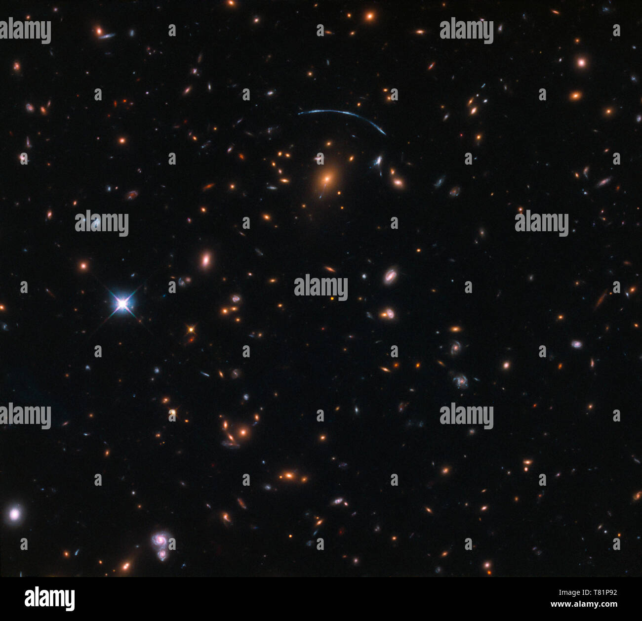 Gravitationslinsen, Quallen Galaxy Stockfoto