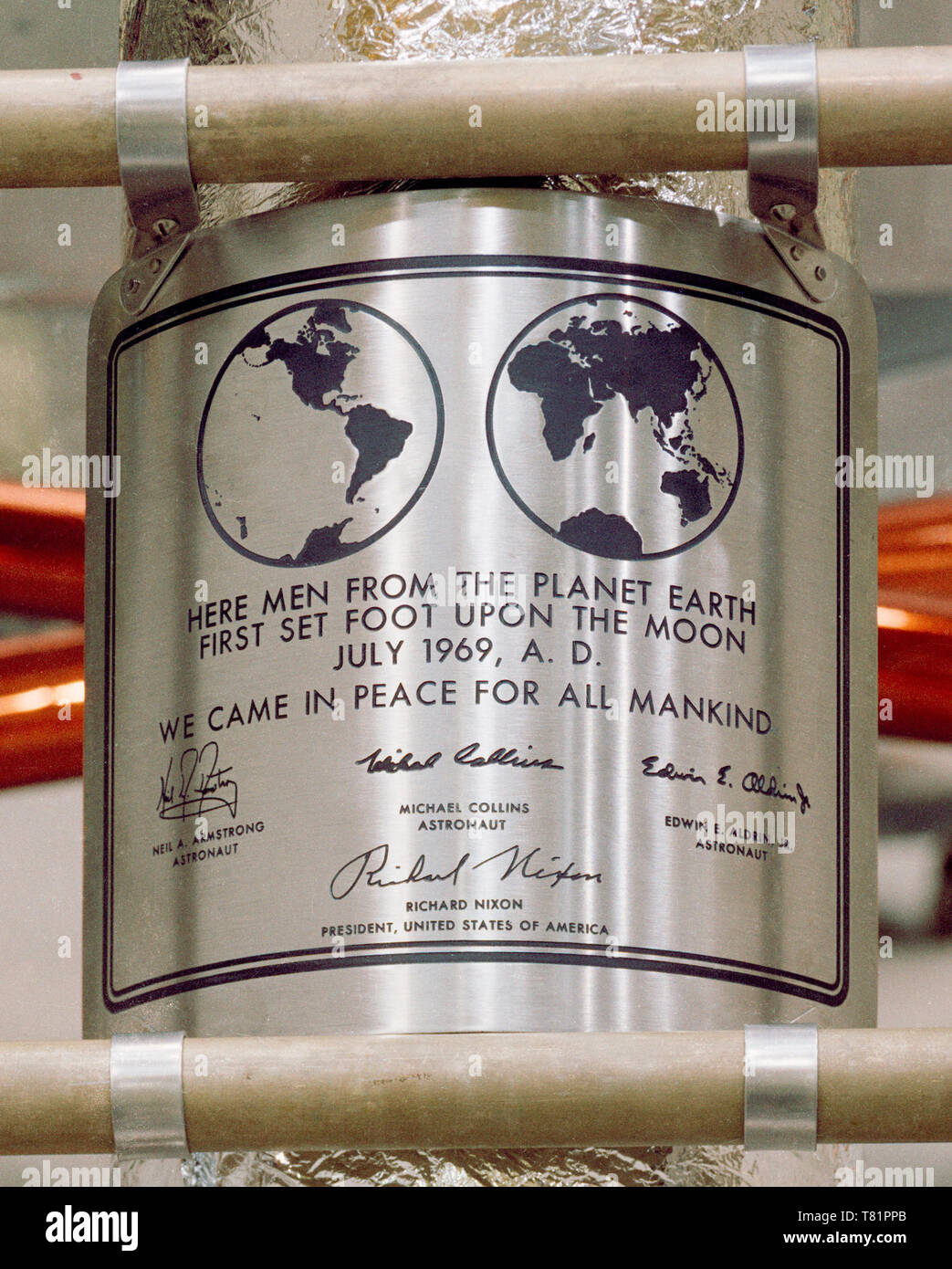 Apollo 11, die wir in Frieden für die ganze Menschheit, 1969 kam Stockfoto