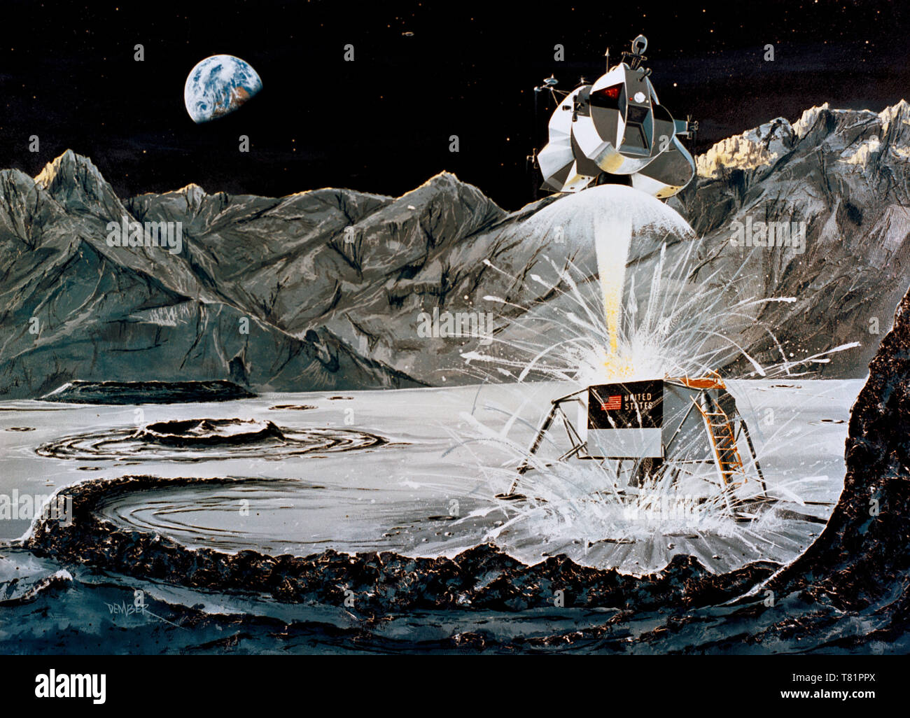 Apollo 11 Lunar Module Aufstieg, Künstler Konzept Stockfoto