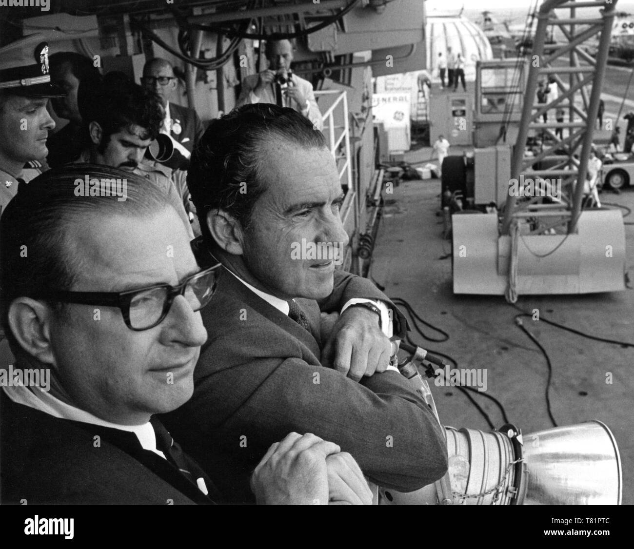 Apollo 11, Präsident Nixon wartet zu Grüßen, Astronauten, 1969 Stockfoto