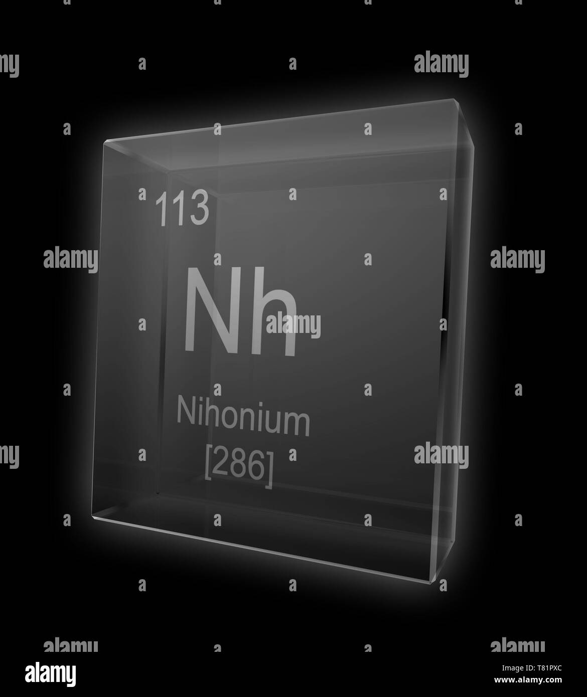 Nihonium, chemisches Element, Symbol, Abbildung Stockfoto