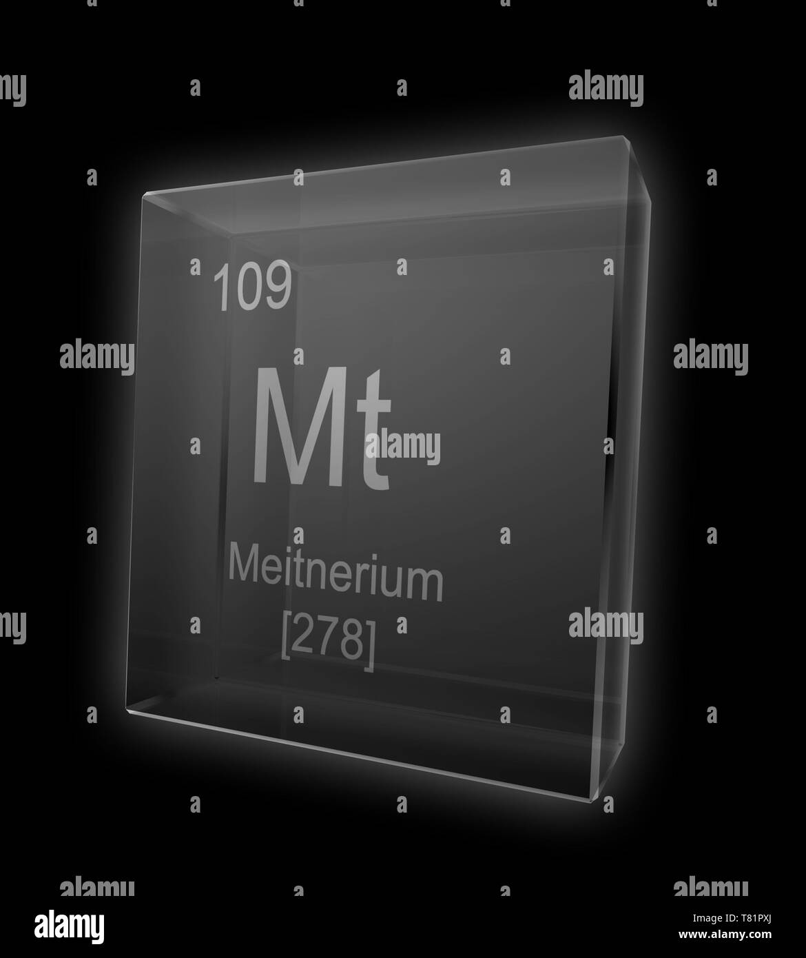 Meitnerium, chemisches Element, Symbol, Abbildung Stockfoto