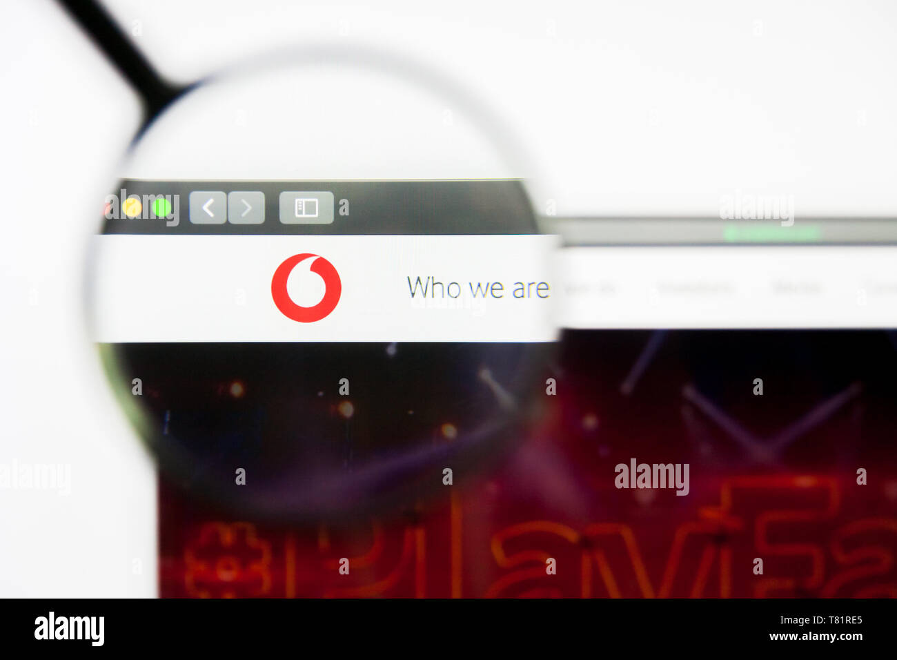 Los Angeles, Kalifornien, USA - 8. April 2019: Illustrative Editorial von Vodafone Homepage. Vodafone Logo auf dem Bildschirm sichtbar. Stockfoto