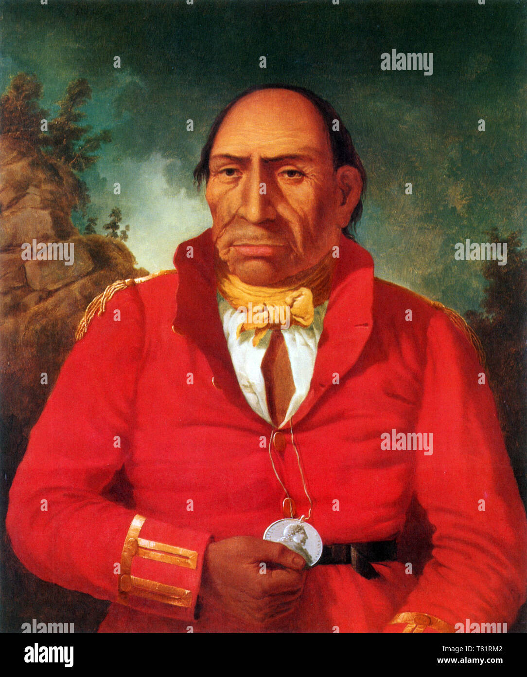 Ojibwe Indian Chief, Fort William Stockfoto