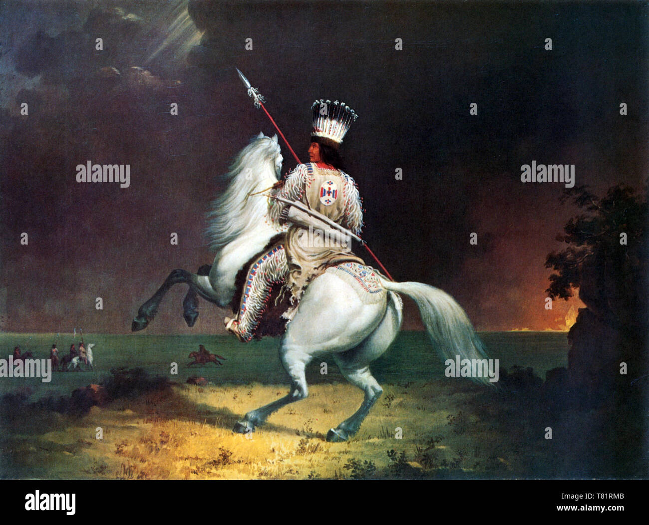 Der Mann, der immer fährt, Native American Warrior Stockfoto