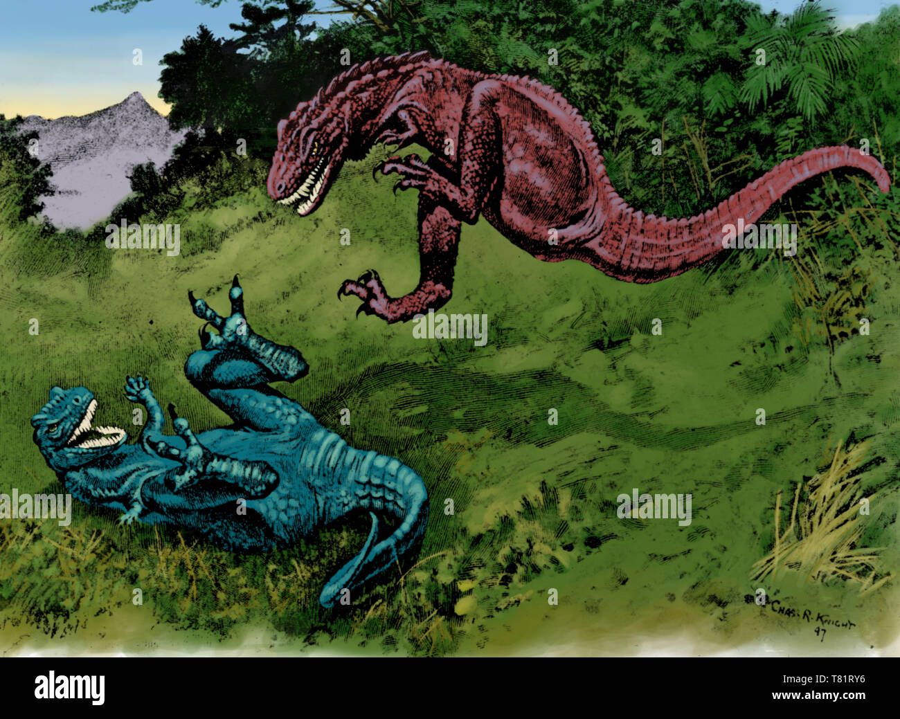 Dinosaurier kämpfen Stockfoto