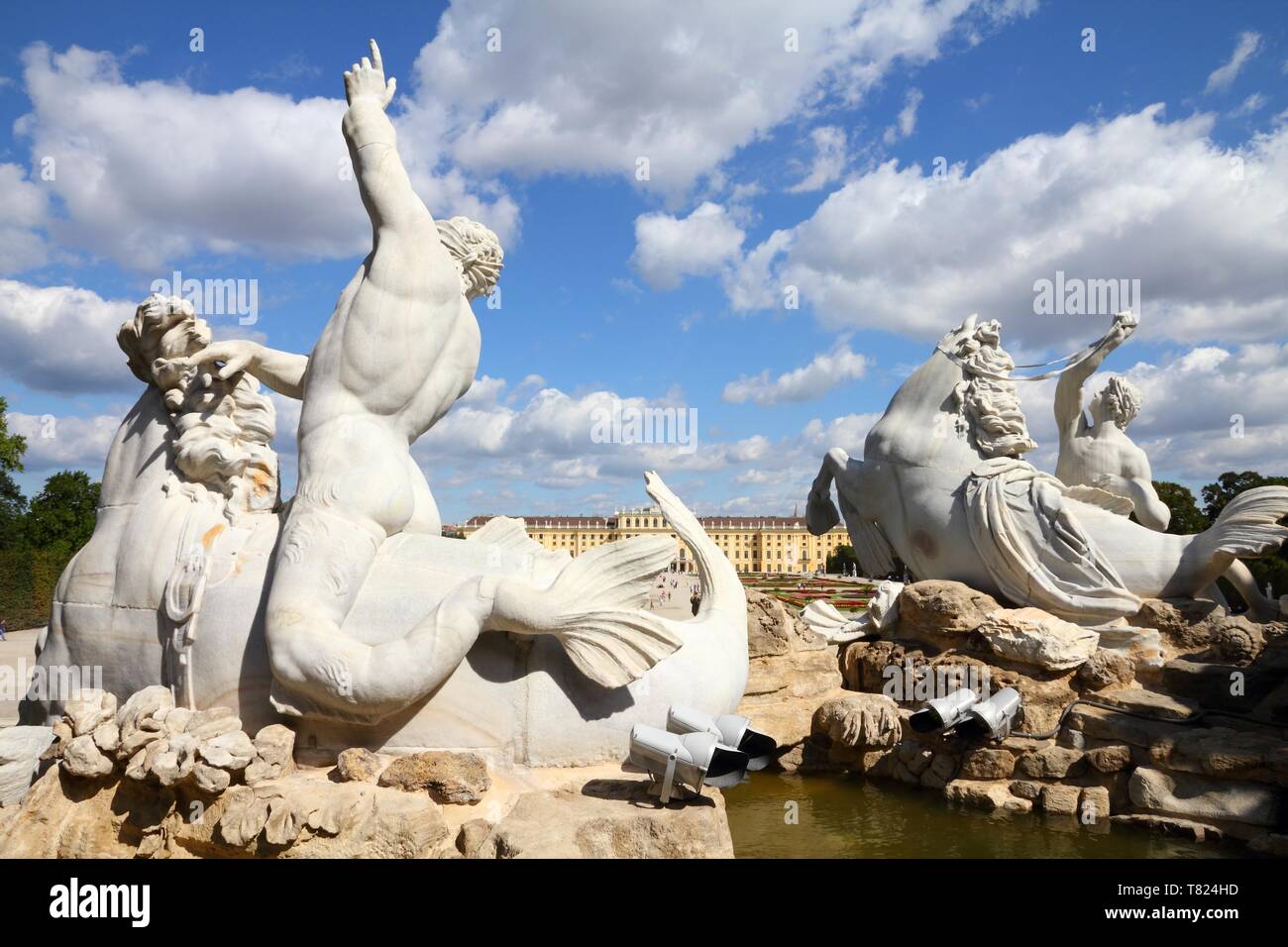 Wien, Österreich - Denkmäler von Schloss Schönbrunn, der zum Weltkulturerbe der UNESCO. Stockfoto