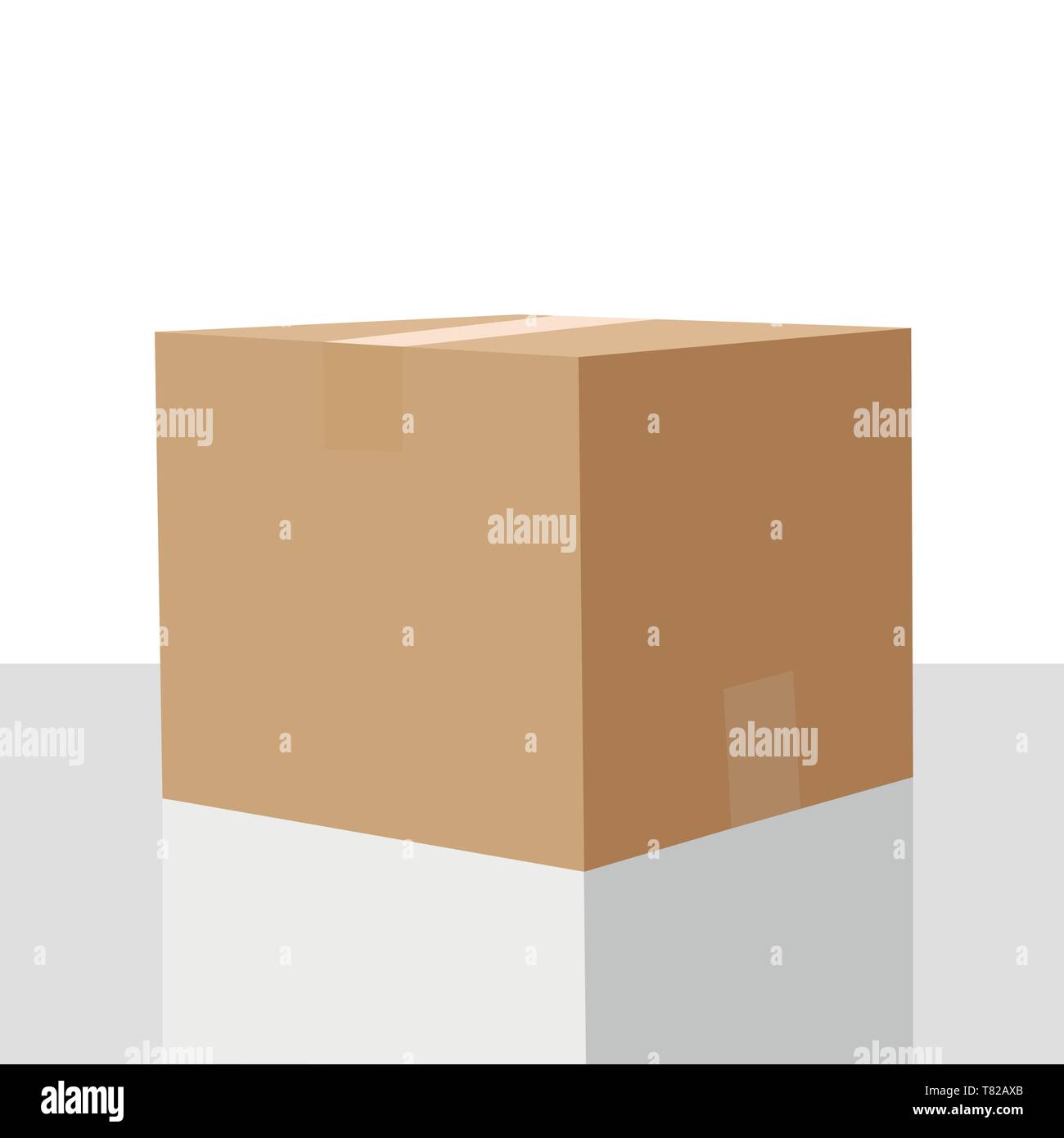 Geschlossenen Karton geklebt und auf einem weißen Hintergrund. Ein leeres Feld, auf weißem Hintergrund mit Reflexion. Abbildung: Vektor versiegelten Box Symbol Stock Vektor