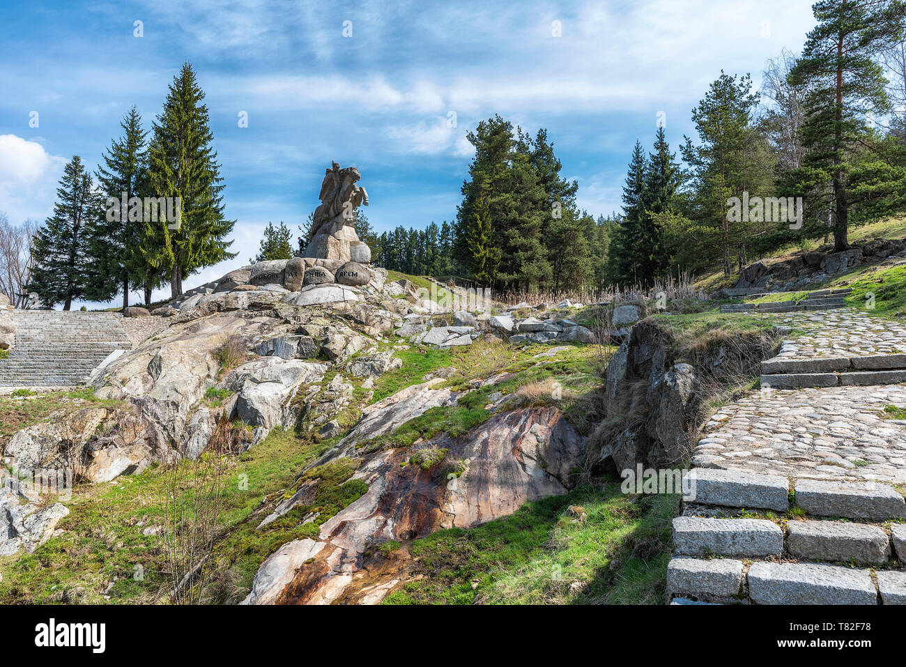 Koprivshtitsa, Bulgarien: Equestrian Stein Statue von Georgi Benkovski in Koprivshtitsa Stockfoto