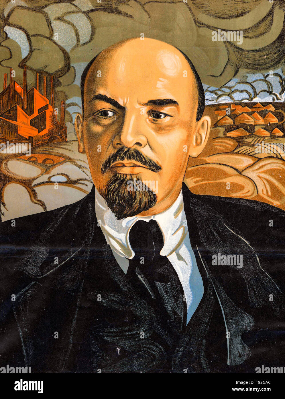 Wladimir Iljitsch Lenin, Porträt, die sowjetische Propaganda Poster (Detail), 1924 Stockfoto
