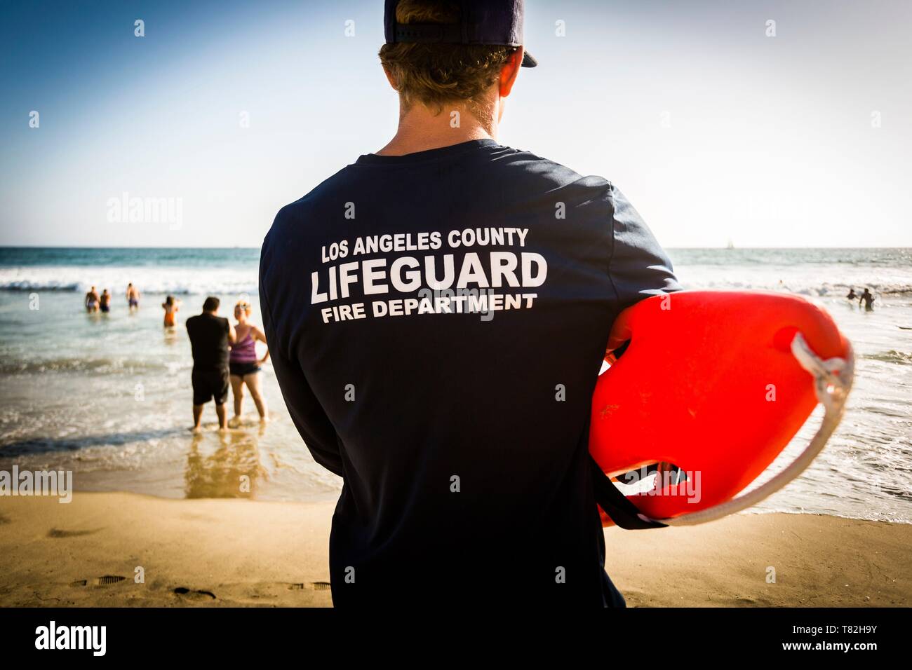 Usa, Kalifornien, Santa Monica, ein Rettungsschwimmer am Strand von Venice Beach Stockfoto
