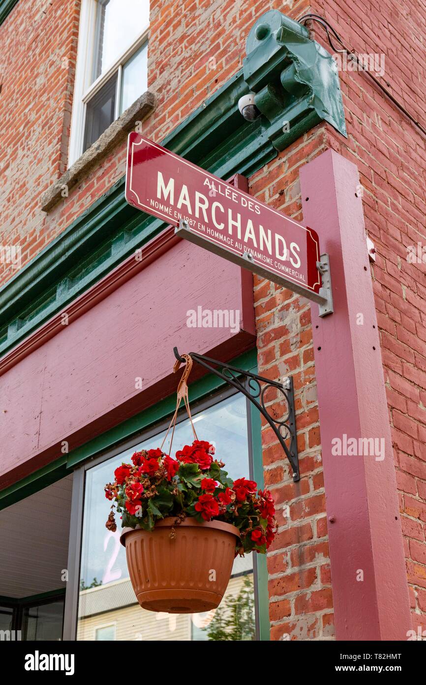 Kanada, Provinz Quebec, östlichen Gemeinden Region oder Gartenschau, Coaticook, Downtown, Les Marchands Gasse Stockfoto