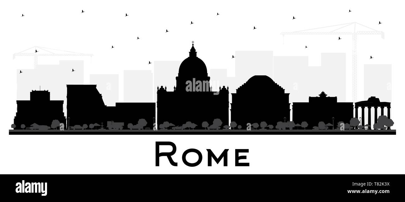 Rom Italien Skyline der Stadt Silhouette mit schwarzen Gebäude isoliert auf Weiss. Vector Illustration. Business Travel und Konzept. Stock Vektor