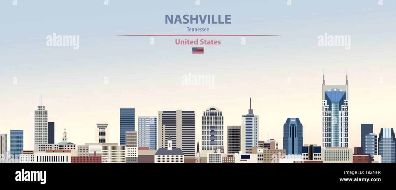 Nashville Skyline der Stadt auf schönen Tages Hintergrund Vector Illustration Stock Vektor