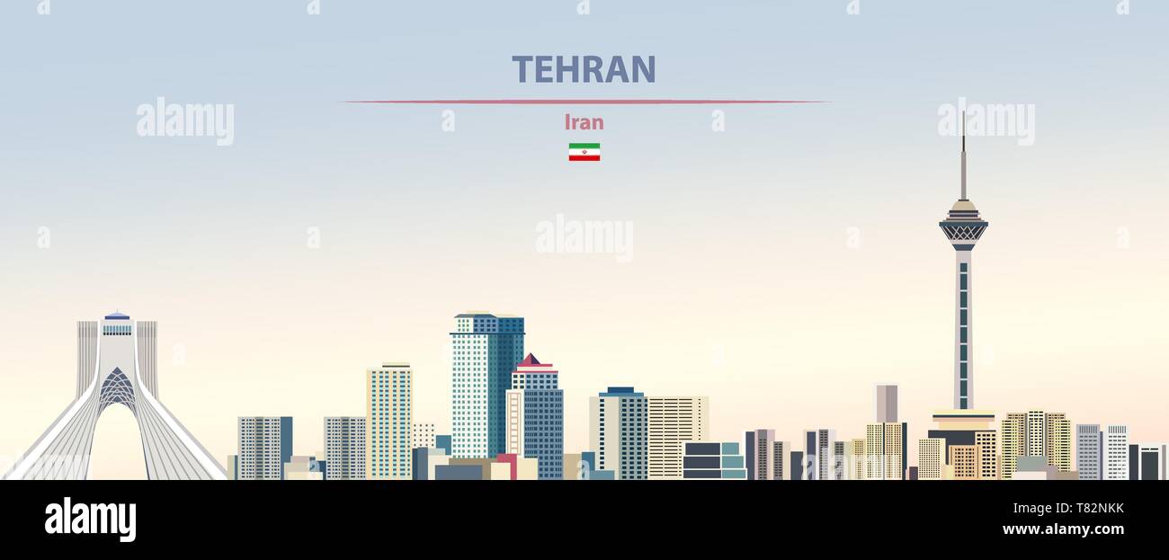 Teheran Skyline der Stadt auf schönen Tages Hintergrund Vector Illustration Stock Vektor