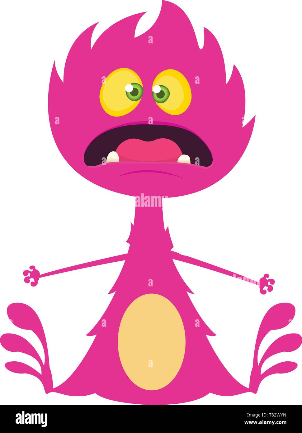 Wütend cartoon Dragon. Vektor Halloween rosa Monster Abbildung. Design für Kinder buchen, Aufkleber, Drucken oder Party Dekoration Stock Vektor