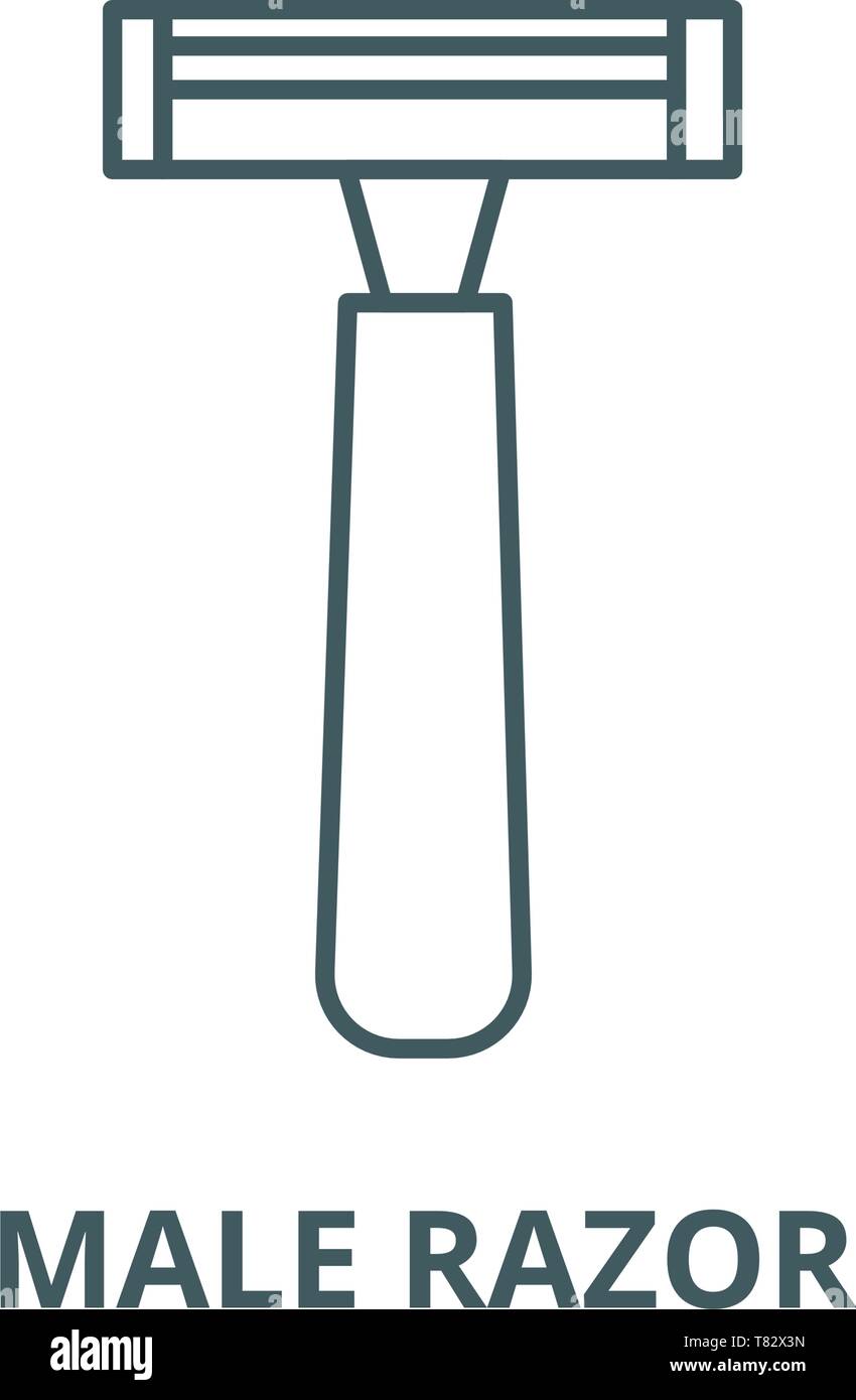 Männliche razor Vektor Symbol Leitung, lineare Konzept erläutern, Zeichen, Symbol Stock Vektor