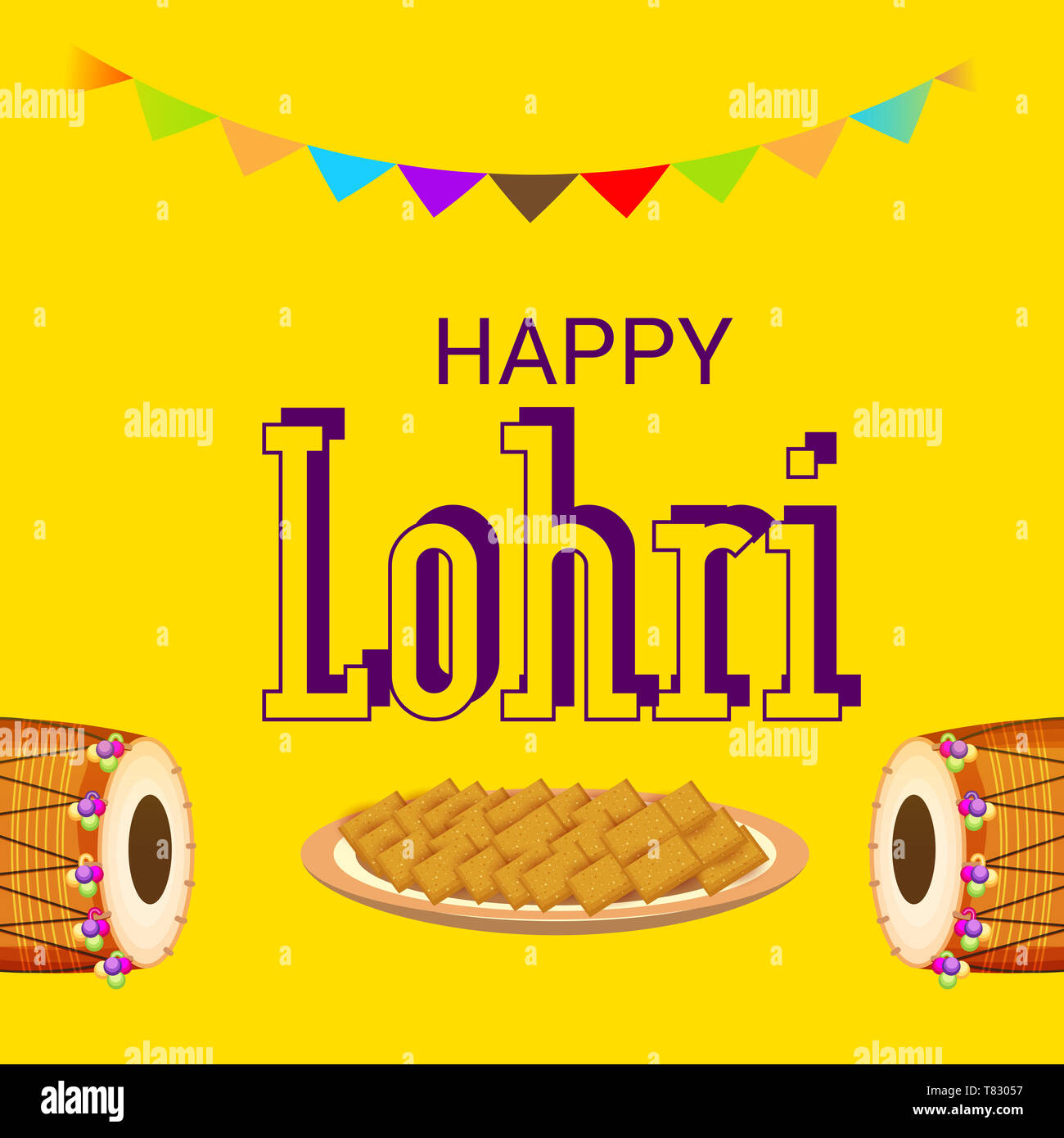 Vector Illustration eines Hintergrund für Happy Lohri. Stockfoto