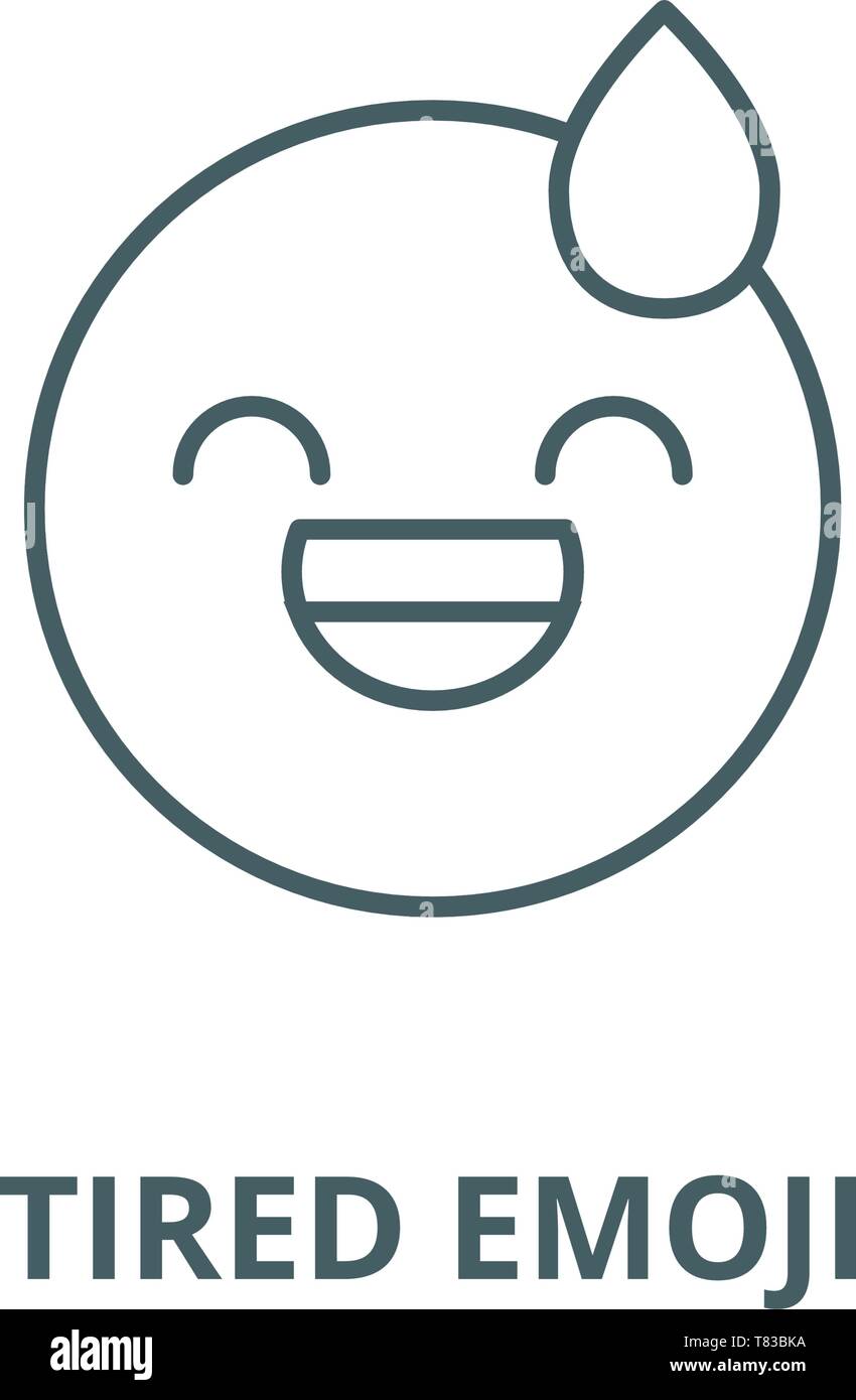 Müde emoji Vektor Symbol Leitung, lineare Konzept erläutern, Zeichen, Symbol Stock Vektor